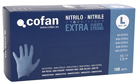 Cofan 11000214-L - 100 Stück Handschuhe Nitrilhandschuhe extra stark (L)