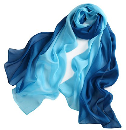 LoveSilk Lange Georgette Seidentuch 100% Seiden-schals Stola in Farbverlauf