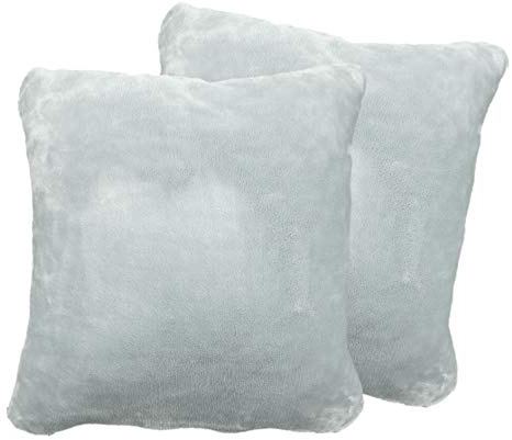 2er Pack Kuschelkissen Premium Cashmere Feeling Kissen 50x50 cm Flauschiges Sofakissen (Silber)