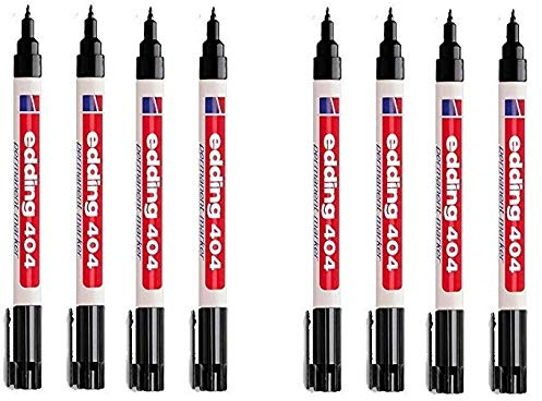 edding 404 Permanentmarker Rundspitze 0,75mm Strichstärke Schwarz, 8er Pack | Spitze 0,75 mm