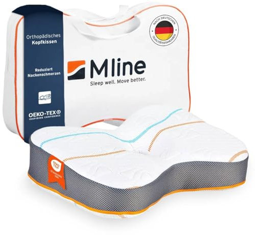 M LINE Athletic Pillow – Kopfkissen Nackenschmerzen - Orthopädisches Seitenschläferkissen mit Butterfly-Design, Ergonomisches Nackenstützkissen, Memory Foam Kopfkissen, Orthopädische Testsieger