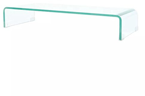 Tidyard TV-Tisch Bildschirmerhöhung Fernsehtisch TV Schrank TV Tisch TV Möbel TV Lowboard TV Board Fernsehschrank Glas Transparent 80x30x13 cm