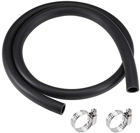 sourcing map Lubricating Oil Hose 12mm ID 16mm OD 3.3ft Rubber Water Hose Black, 2 Clamps