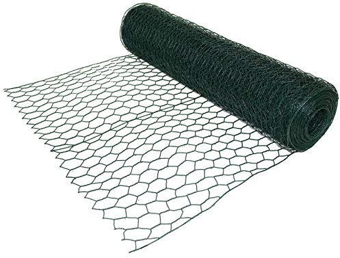 Bowose Wire Mesh Fence 0.6m x 25m Green PVC Coating Steel Wire Fencing Waterproof Hexagonal Mesh Easy to Cut or Bend, for Indoor, Outdoor, Garden, Front Yard, Cages