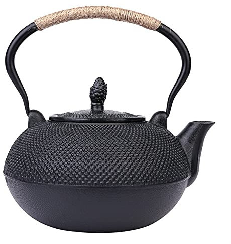 Theiere en Fonte Japonaise Théière avec Infuseur en Acier Inoxydable Bouilloires de Cuisinière Noire (Capacité : 3 L)