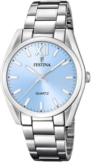 Festina Damen Uhr Analog Edelstahl 316L - Quarzwerk - Mineralglas hochresistent - 5 ATM wasserdicht F20622 - Boyfriend Collection