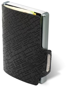 MONDRAGHI Miniwallet en Cuir Véritable - Léger et Compact. Portefeuille Slim pour Cartes de Crédit Billets Cartes et Documents Modèle Basic Outlet Black pour Homme et Femme