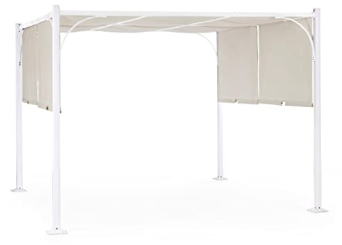 Gazebo Pergola 3x3 m Panama con struttura in acciaio Bianco opaco - Acciaio
