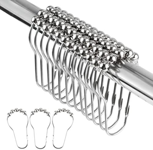 36x Duschringe Duschvorhangringe Edelstahl Aufhängeringe mit Gleitsystem für Vorhang,Metall Ring für teleskopstange Duschvorhang