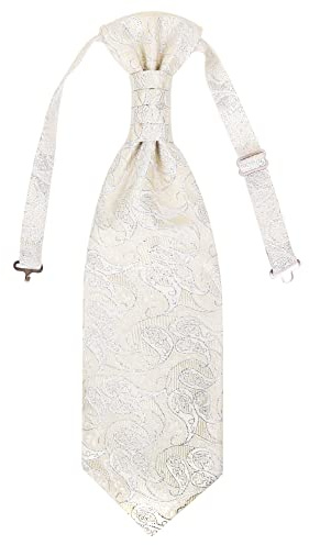 WANYING Cravatta da Uomo Plastron Pre-legata con Chiusura a Gancio Regolabile per Matrimonio Accessori per lo Sposo - Paisley Beige