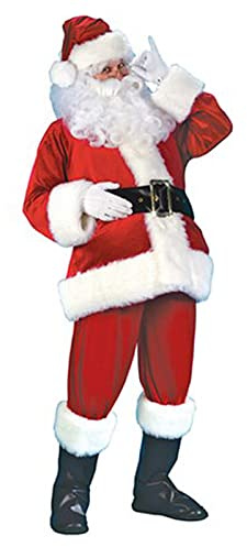 Santa Claus Costume for Men Women Christmas Set Luxury Velvet Adult Santa Suit with Beard Hat Belt Boots