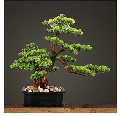 Künstliche Bäume Zypressen Willkommen Kiefer Bonsai Künstlicher Bonsai Baum Gefälschte Pflanzen Dekoration mit quadratischem Keramik Blumentopf Indoor Topf Faux Pine Pflanzen Bonsai Baum