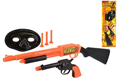KandyToys Wild West Toy Pistol & Toy Pump Action Shotgun Playset | Includes Cowboy Mask & Plastic Darts | Cowboy Fancy Dress | Kids Fancy Dress | Kids Toys