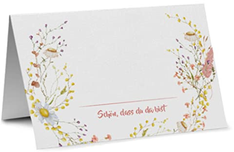 Partycards 50 Stück Tischkarten Geburtstag, Platzkarten Hochzeit Namenskarten zum beschriften Tischdeko Hochzeit Kommunion Konfirmation Taufe Hochzeitsdeko Tisch Namensschild Willkommensschild