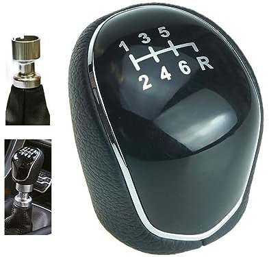 Pommeau de levier de vitesse 138_6R (vitesse de retour arrière droit/6R) compatible avec Ford C-Max Focus Galaxy Kugo Mondeo S-Max Transit 6R