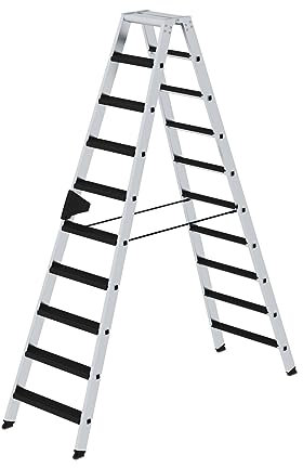 PROREGAL Stufen-Stehleiter | beidseitig begehbar mit Clip-Step Relax | 2x10 Stufen | Leiter, Teleskopleiter, Trittleiter, Bockleiter, Sprossen-Doppelleiter