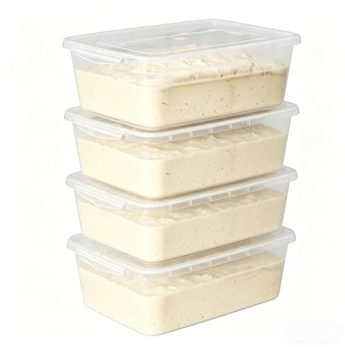 Parlynies 4-Pack Proofing Container with 14 L Capacity, Dough Rising Box | Stackable Dough Fermentation Bins with Lids, Food-Grade Plastic, for Bread, Sourdough, Pizza Dough Proofing