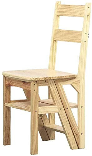 Multifunktionaler Leiterstuhl, faltbar zur Aufbewahrung, aus massivem Holz, robust und langlebig, sowohl drinnen als auch draußen verwendbar (Holzfarbe)