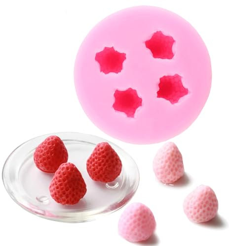 XMOLDNMS Stampo in silicone 3D a forma di fragola, Formine per Dolci, per decorare torte, cupcake, caramelle, cioccolato, pasta di gomma, pasta polimerica