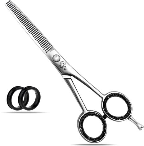 Wishbeauty Hairdressing Barber Hair Scissor for Professional Hairdressers Barbers Stainless Steel Hair Cutting Shears - for Salon Barbers, Men, Women, Children and Adults (Silver Thinning, 6 inches)