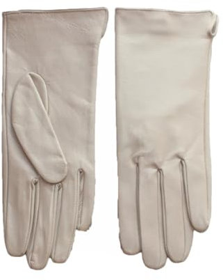 Damen-Handschuhe aus Schaffell, Touchscreen-Handschuhe, Leder, dünn, ungefüttert, einfarbig, Fahrhandschuhe, beige, 34