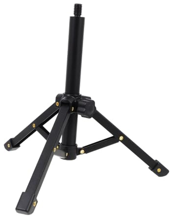 Klappbarer Desktop Mikrofonständer für Schreibtisch, Schwarz | Legierung, Dreibein Konstruktion, Höhen und Winkeleinstellbar, Kompakt für Recording und Zuhause