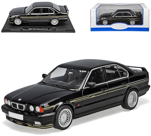 alles-meine.de GmbH B*M*W 5er E34 Alpina B10 BiTurbo Limousine Schwarz 1987-1996 1/18 Model Car Group Modell Auto mit individiuellem Wunschkennzeichen
