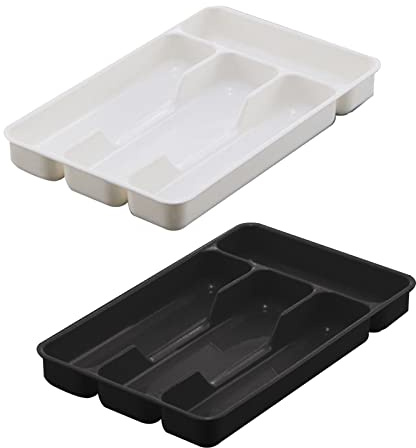 CASNO 2 bandejas de almacenamiento de cubiertos, organizador de vajilla, cuchara, tenedor, caja de separación, contenedor de cajón de cocina para gabinete, organizador de vajilla para mostrador