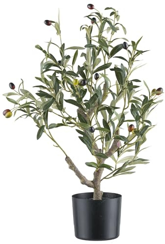 CREATIV green künstlicher Olivenbaum 70cm mit 16 Früchten im Kunststofftopf I Olivenbäumchen im Topf mit Erde I Kunstbäumchen für Innen I hochwertige & dekorative Dekopflanze I Deko Kunstpflanze