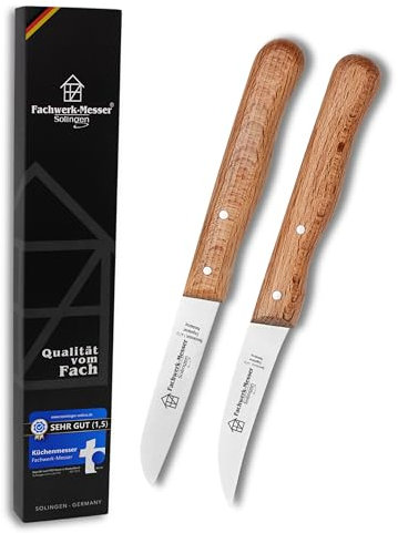Fachwerk-Messer Gemüsemesser Set - Kartoffel Schälmesser aus Solingen/Germany - Testsieger - Buchenholz Küchenmesser Rostfrei