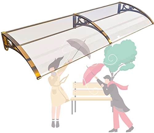 Türvordach Überdachung Terrassenüberdachung Regenschutz Veranda Winddicht Kälteschutz Verandavordach für Veranda Terrassendach mit champagnerfarbener Halterung aus Aluminiumlegierung, transp