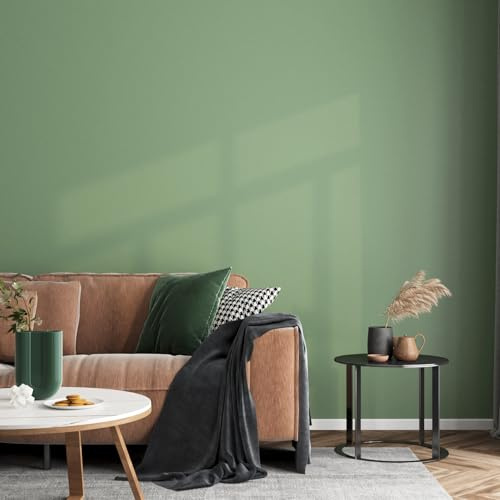 ReWallpaper 60cmx5m Papier Peint Adhesif Vert Sauge Revetement Adhesif Meuble Vert Epais Papier Peint Cuisine Salle de Bain Etanche Papiers Adhésif Décoratif pour Table Couloir Sauge Mat