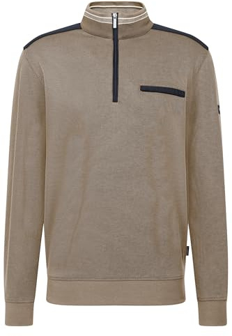 bugatti herr sweatshirt troyer bröstficka bomull, 60 taupe, L
