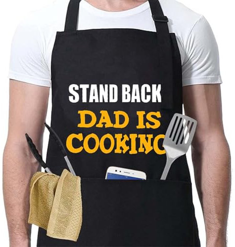 Funny Aprons for Men, Bbq Apron with 3 Pockets, Adjustable Bbq Aprons for Men Funny, Barbecue Aprons for Dad Son Father Husband, Christmas Gifts for Men