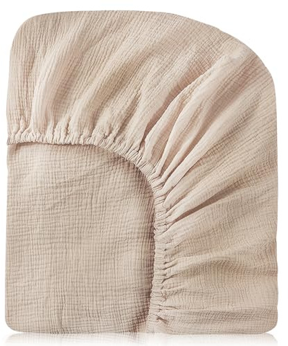 Babybett Laken für Kinderwagen & Beistellbett - Musselin Baumwolle Spannbettlaken 82*41*12CM (heller Kaffee)