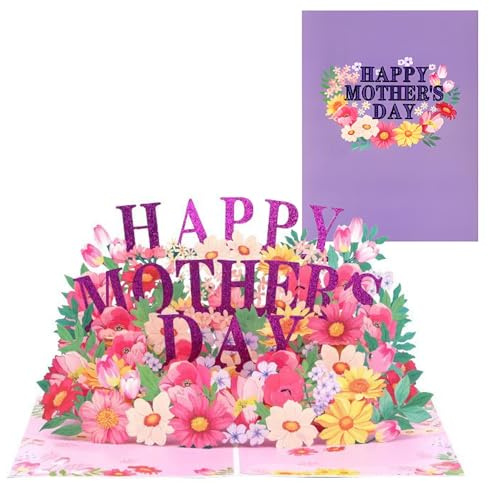 3D Pop-Up Flower Bouquet Thank You Card for Mom – Stunning Handcrafted Mother’s Appreciation Card Surprise Her with a Blooming Message