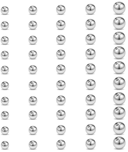 wimony 50 Pcs Piercing Balls,Belly Bar Balls,Stainless Steel Silver Replacement Balls,Piercing Balls Stainless Steel.for Lip Nose Helix Tongue Belly Piercing Jewellery,10 Specifications(Silver)