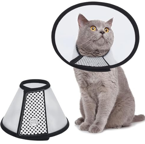 AFCJLTO 1 Pezzi Collare Elisabettiano Gatto Collare Elisabettiano Regolabile,Collare Protettivo Leggero,Adatto a gattini con circonferenza del collo da 15 cm a 18 cm