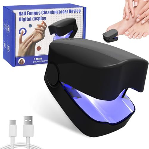 Appareil Traitement Laser Mycose Ongles Pied, Mycose Ongles des Pieds Nettoyage et Réparation Ongles, Traitement Champignons Ongles, 7 Min par Jour Améliorer Fongique (noir)