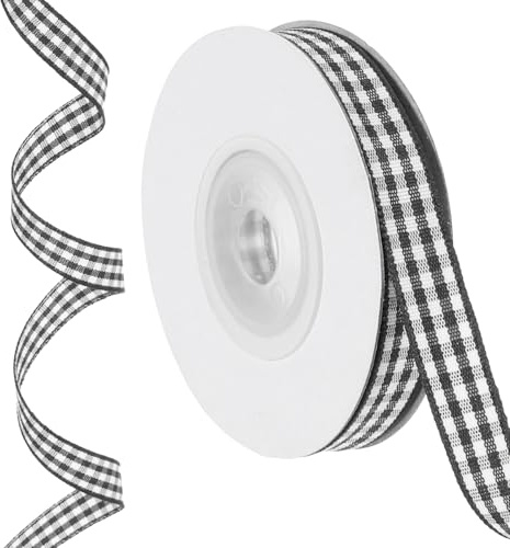 PATIKIL 10 Yards x 0.4 Karo-Band Schwarz-Weißes Gingham-Band | Geschenkverpackungsband, für Thanksgiving-Bow Wreath Craft Birthday Wedding