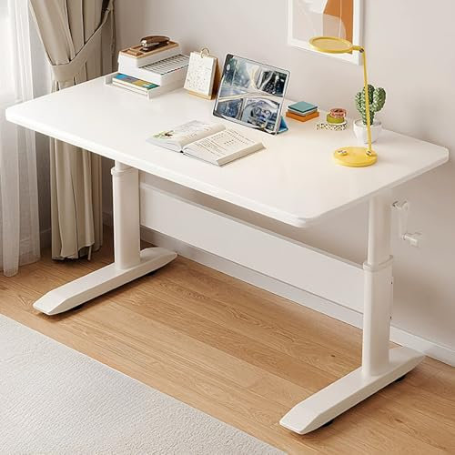 Höhenverstellbarer Stehpult mit modernem Design für Home Office und Gaming, ergonomischer Schreibtisch mit verdicktem Stahlrahmen, 140 x 60 cm, Weiß