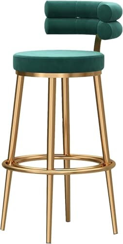 FXLUHAY Barhocker, Thekenhocker, Moderne Barhocker mit Samt-Rückenlehne, Goldener Barhocker aus Metall, 1 Stück, Frühstücksbarstühle, Seitenstühle for Küche, Esszimmer, Party, Barstühle(Gold,65cm)