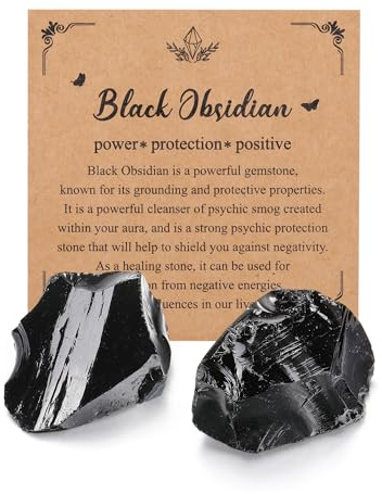 Jovivi 2 Pezzi Pietra Grezza Naturale per Cristalloterapia Minerali Grezzi Pietre e Cristalli Reiki Guarigione Meditazione Ossidiana Nera Grezza Roccia Decorazione Interni Aromaterapia 4-5,5cm