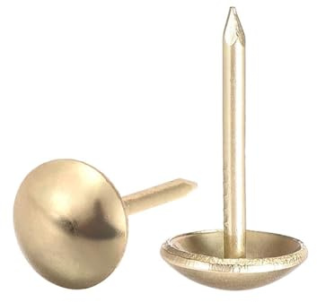 Unifizz 50Pcs Upholstery Tacks 9mmx17mm Decorative Round Head Furniture Nails Pins Gold Tone for Sofa, Chair, Headboards, Carpets, Woodcraft