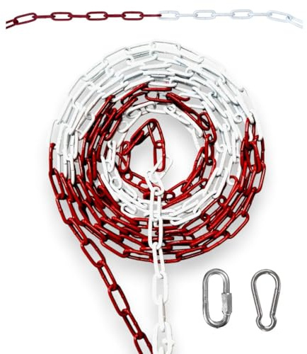 to do home 10m Stahlkette Warnkette Ø5mm - Rot-weiß - verzinkter Stahl - bestens für Baustellen, Parkplätze, Events, Veranstaltungen, Jahrmärkte
