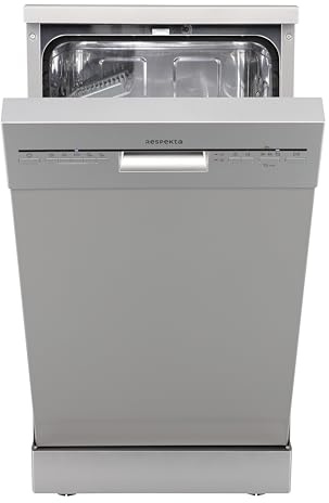 Respekta Bena underbyggnadsdiskmaskin, 45 cm/Fristående / 5 program/Förinställd starttid/Automatisk dörröppning / 2 spolningsnivåer / 49 dB/Energiklass D/Silver