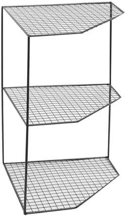 AlluraPet Kitchen Storage Rack 2 Tier White Corner Shelf Stand Freestanding Pot and Pans Tower Organizer Metal Frame Countertop- 3 tier Black