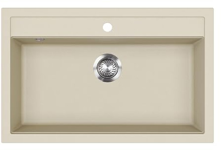 Bergström Lavello Sydney, Beige, 80 x 51 cm | con superficie di sgocciolamento e set di scarico abbinato