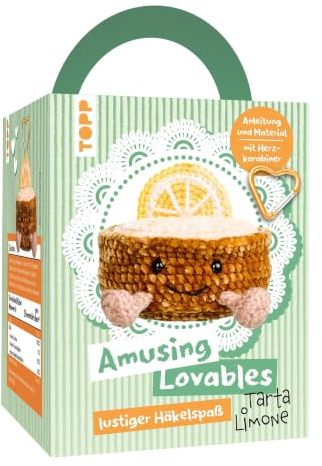 Amusing Lovables Häkelset Tarta Limone: Anleitung, Chenillegarn, Häkelnadel, Füllwatte, Sicherheitsaugen, Karabiner, White