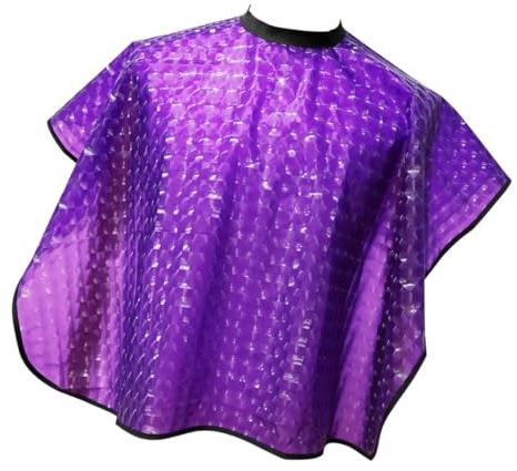 Cape de Coiffure Imperméable en Pvc, Châle pour Teinture et Permanente | Bordure Pourpre, Tissu Épais, Essuyage Facile et Séchage Rapide, Usage Salon pour Professionnelles
